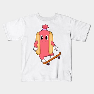 Hotdog Skater Skateboard Sports Kids T-Shirt